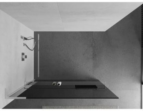 Mexen Kioto+ L, sprchová zástena Walk-In s poličkou a vešiakom 110 x 200 cm, 8mm šedé sklo, chrómový profil, 800-110-123-01-40