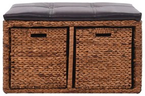 vidaXL Lavica s 2 košíkmi z morskej trávy 71x40x42 cm hnedá
