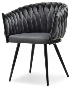 Dizajnová jedálenská stolička EMILY šedá grafitová + čierne nožičky
