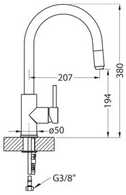 ALVEUS 1129022 - Drezová batéria s vyťahovacou sprškou DELOS 38 cm granit/čierna
