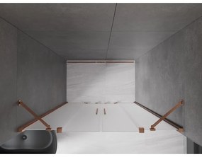 Mexen Velar Duo, posuvné sprchové dvere do otvoru 160 cm, 8mm sklo námraza, ružové zlato, 871-160-000-32-60