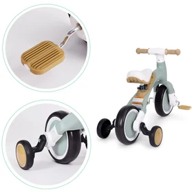 Odrážadlo/ Balančný bicykel s pedálmi 3v1 zelené, ECOTOYS