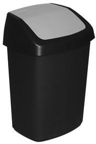 Odpadkový kôš s výklopným vekom 25 L čierny/strieborný 229392