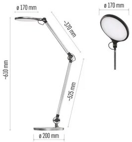 Stolná LED lampa Karen s bezdrôtovým nabíjaním čierna
