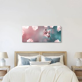 Obraz - Motýľ medzi kvetmi (120x50 cm)