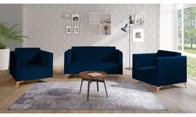 Sedacia súprava Denim 2+1+1, Dostupné poťahy: Solo 263, Farby nožičiek: biely lesk