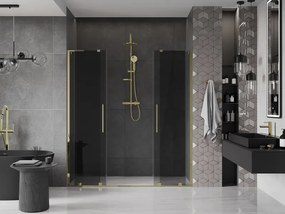 Mexen Velar L Duo, posuvné sprchové dvere do otvoru 170 cm, 8mm šedé sklo, zlatá lesklá, 871-170-003-42-50