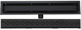 Mexen Flat nerezový sprchový žľab 80 cm, vzor M18, čierna, 1723080-15