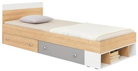 Posteľ Pixel  120 PX15 sušienkový dub / biely lux / sivý