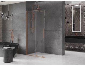 Mexen Velar, posuvné dvere do otvoru typ Walk-In 75 cm, 8mm číre sklo, medená matná, 871-075-000-03-65