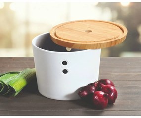 Kesper 32622 Skladovacia dóza plast/bambus, biela, pr. 21 cm