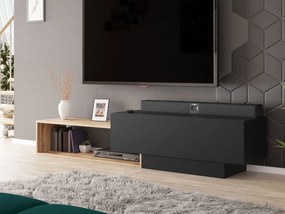 Závesný TV stolík TRELLA - dub wotan / čierny