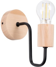 Sollux SL.1668 - Nástenná lampa TIMBO 1xE27/15W/230V čierna/béžová/buk