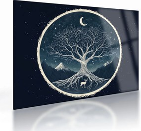 Sklenený obraz – Magický strom s jeleňom II. (70x50 cm)