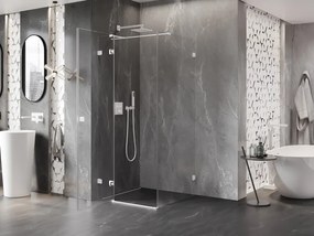 Mexen Lunar T, sklápací sprchový kút ľavý 70 x 70 cm, 8mm číre sklo, biely profil, 834T-070-070-20-00-L