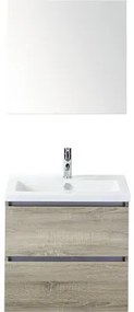 Kúpeľňový nábytkový set Vogue 60 cm s keramickým umývadlom a zrkadlom dub sivý