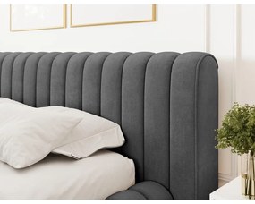 Tmavosivá čalúnená dvojlôžková posteľ s úložným priestorom s roštom 160x200 cm Carilla – ELTAP