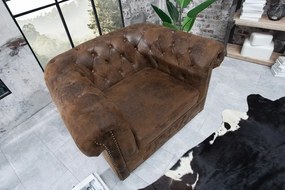 Kreslo Chesterfield hnedé starožitný vzhľad
