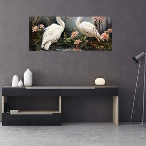 Obraz - Žeriavy biely (120x50 cm)