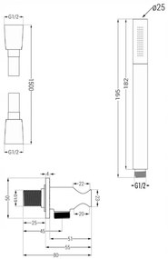 Mexen KAI - 3-výstupová podomietková sprchová sada 6v1, zlatá, 77602-50set