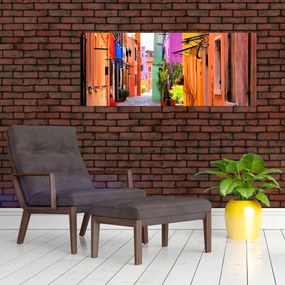 Obraz - Farebné domy v Burane, Benátky (120x50 cm)