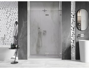 Mexen, Mexen Lunar L pravé otočné sprchové dvere 135 cm, transparentné, brúsený nikel - 834L-135-000-97-00-P