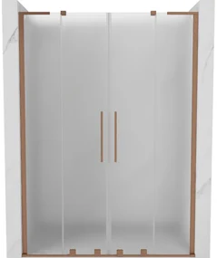 Mexen Velar L Duo, posuvné sprchové dvere do otvoru 140 cm, 8mm sklo námraza, medená matná, 871-140-003-32-65
