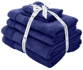 Tmavomodré froté bavlnené uteráky a osušky v súprave 6 ks Anti–Bacterial – Catherine Lansfield