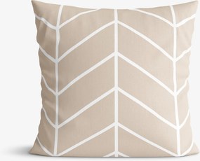 Goldea bavlnená obliečka na vankúš - biely cikcak na béžovom 45 x 45 cm