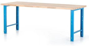 Výškovo nastaviteľný dielenský stôl Basic 220 x 80 cm, modrá