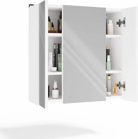 Závesná kúpeľňová skrinka so zrkadlom POLA 3L biela