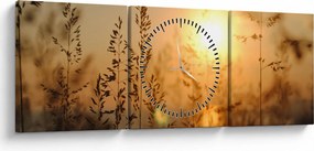 Obraz východu slnka (s hodinami) (90x30 cm)
