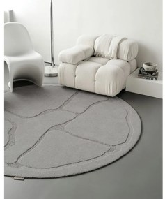 Sivý vlnený okrúhly koberec ø 160 cm Morphic Organica – Agnella