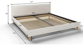 Krémová čalúnená dvojlôžková posteľ s roštom 200x200 cm Tina - Ropez