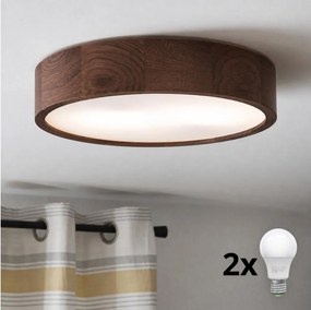 Brilagi - LED stropné svietidlo CARVALHO 2xE27/15W/230V dub/orech pr. 37 cm