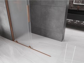 Mexen Velar, sprchová zástena s posuvnými dverami Walk-in 150 x 200 cm, 8mm sklo námraza, ružové zlato, 871-150-000-33-60