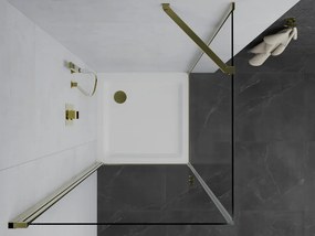 Mexen Pretoria sprchovací kút 70 x 70 cm, priehľadná, zlatá + plochá sprchová vanička-852-070-070-50-00-4010