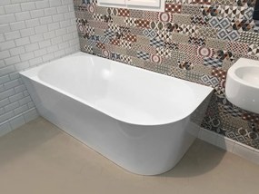 Aqualine Aqualine, TIBERA L rohová stojaca vaňa 170x80cm, biela, E1026
