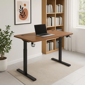 Herný stôl BR04 tmavohnedý s čiernym rámom 120 cm
