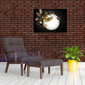 Sklenený obraz - Guľa so zlatými motívmi (70x50 cm)