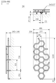 Terma Hex 1220x486 vodný radiátor RAL 9016 ZX