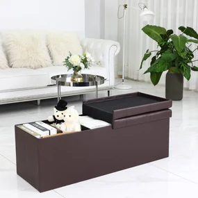InternetovaZahrada Úložný box so sklopným vekom hnedá - 115x38x38cm