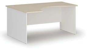 Ergonomický kancelársky pracovný stôl PRIMO WHITE, 1600 x 1200 mm, ľavý, biela/breza