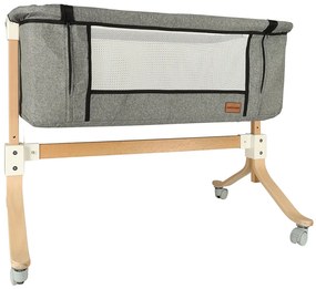 KIK Detská postieľka drevená postieľka na kolieskach sivá