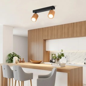 Brilagi - Bodové svietidlo MODERN WOOD 2xGU10/8W/230V kaučukovník/čierna