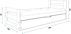 Detská posteľ ERNIE s úložným priestorom 200x90 cm - biela