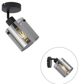 Dizajnový nástenný reflektor čierny s dymovým sklom - Domo