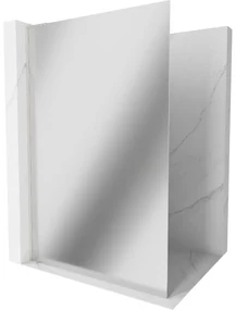 Mexen Kioto L, sprchová zástena Walk-In 120 x 200 cm, 8mm sklo vzor zrkadlo, brúsená oceľ profil, 800-120-103-97-50