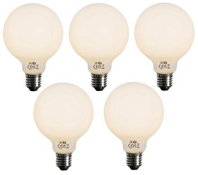 Sada 5 ks E27 3-stupňová stmievateľná LED žiarovka opálové sklo G95 4W 450lm 2700K