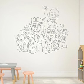 Veselá Stena Samolepka na stenu na stenu Ryder a Labková patrola Farba: šedá, Veľkosť: 100 x 88 cm